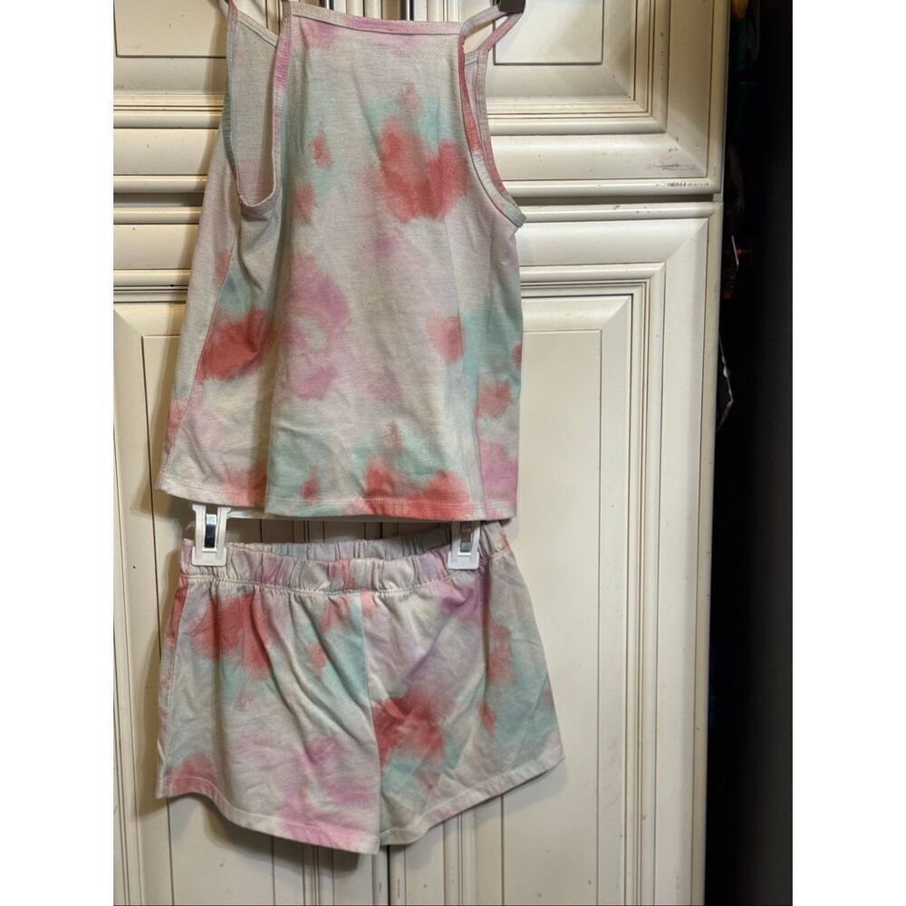 T&B Girls Tie-Dye Tank and Shorts 2-Piece Sleepwear Set Multicolor Medium